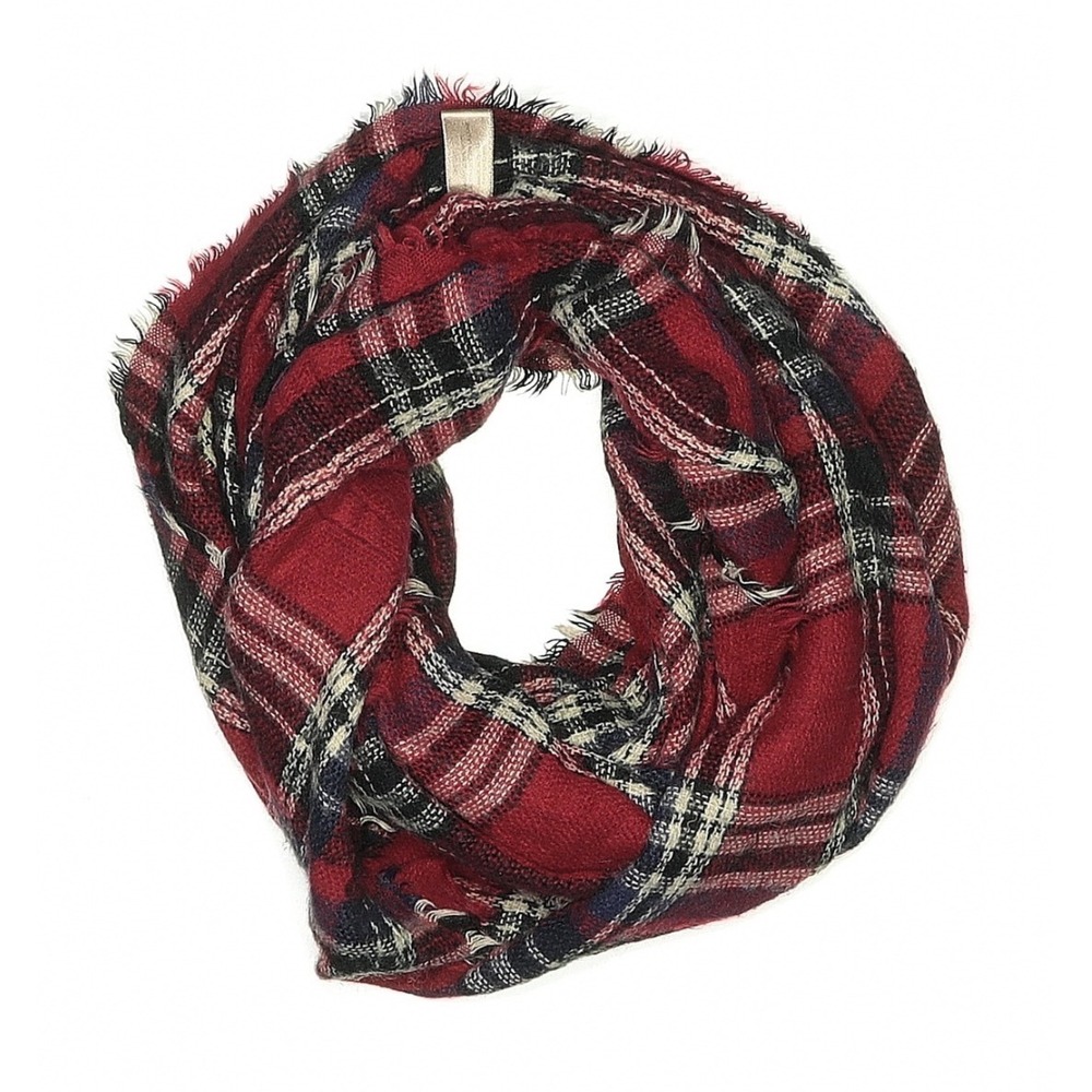 Women's Wool Infinity Scarf Red Plaid Holidays Christmas Tartan Preppy Cabincore